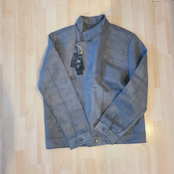 NWT Men's XL Gray Faux Suede Fall/Spring Jacket - Picture 1 of 9